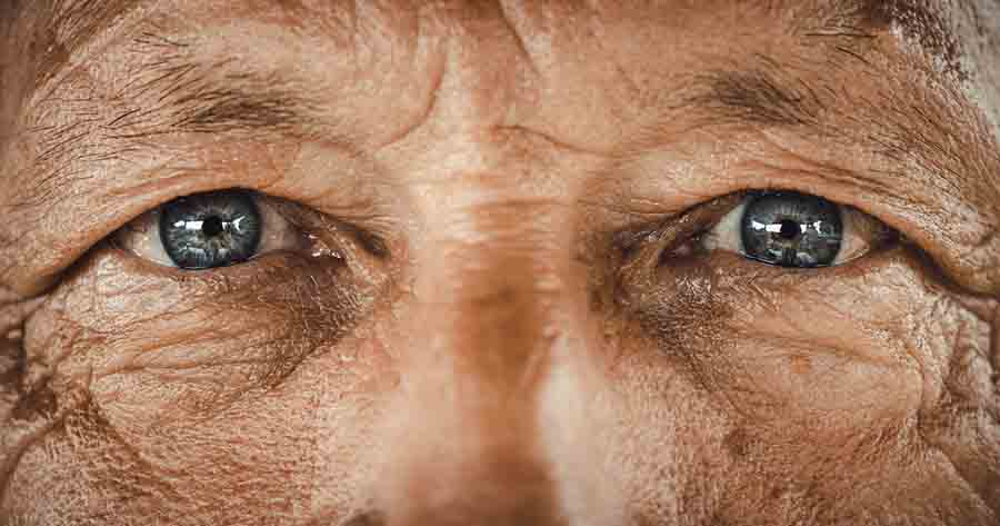 Close-up of older man's eyes