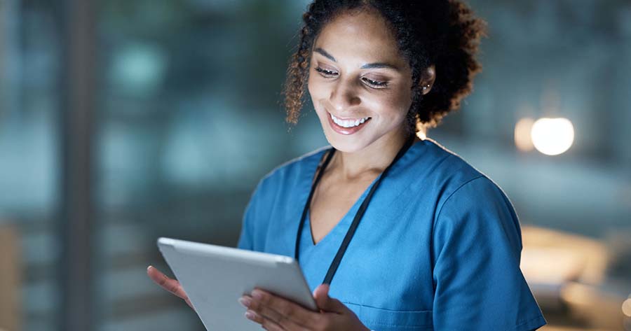 Nurse using tablet