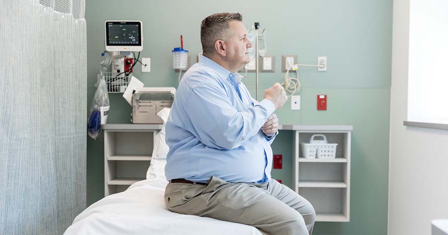 Overweight man in clinic